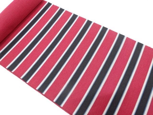 JAPANESE KIMONO / ANTIQUE BOLT FOR NAGOYA OBI / SILK / WOVEN STRIPE